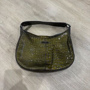 Cole Haan Green Crocodile-Embossed Hobo Bag